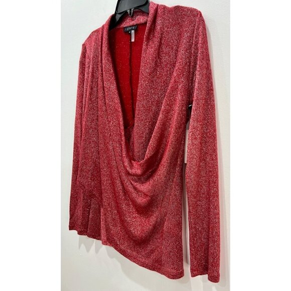 NWT 1.STATE Size M Sparkle Cozy Crisscross Front Knit Top Red MSRP $89 - Picture 7 of 9